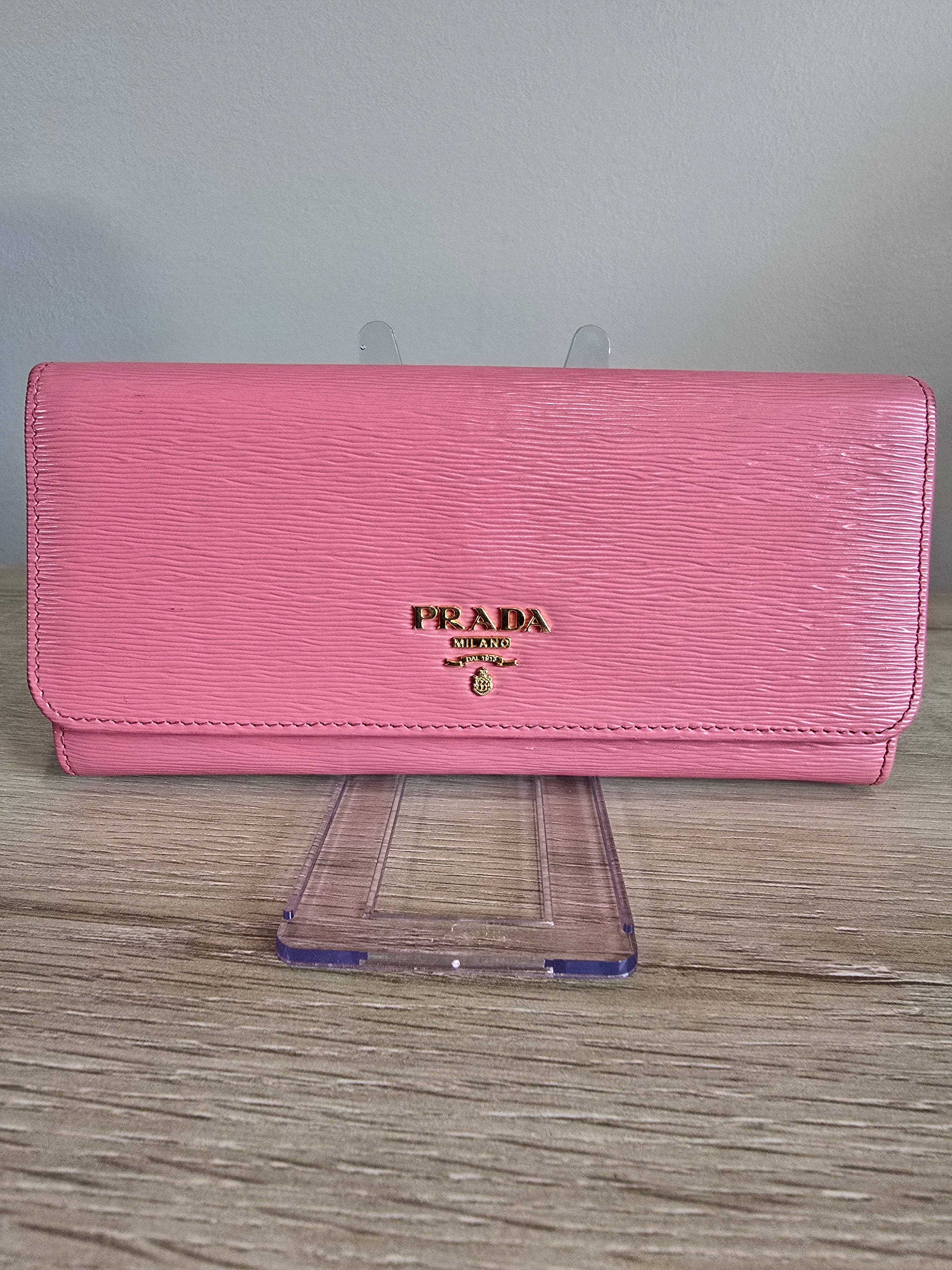 Prada Saffiano Leather Continental Wallet — Light Pink