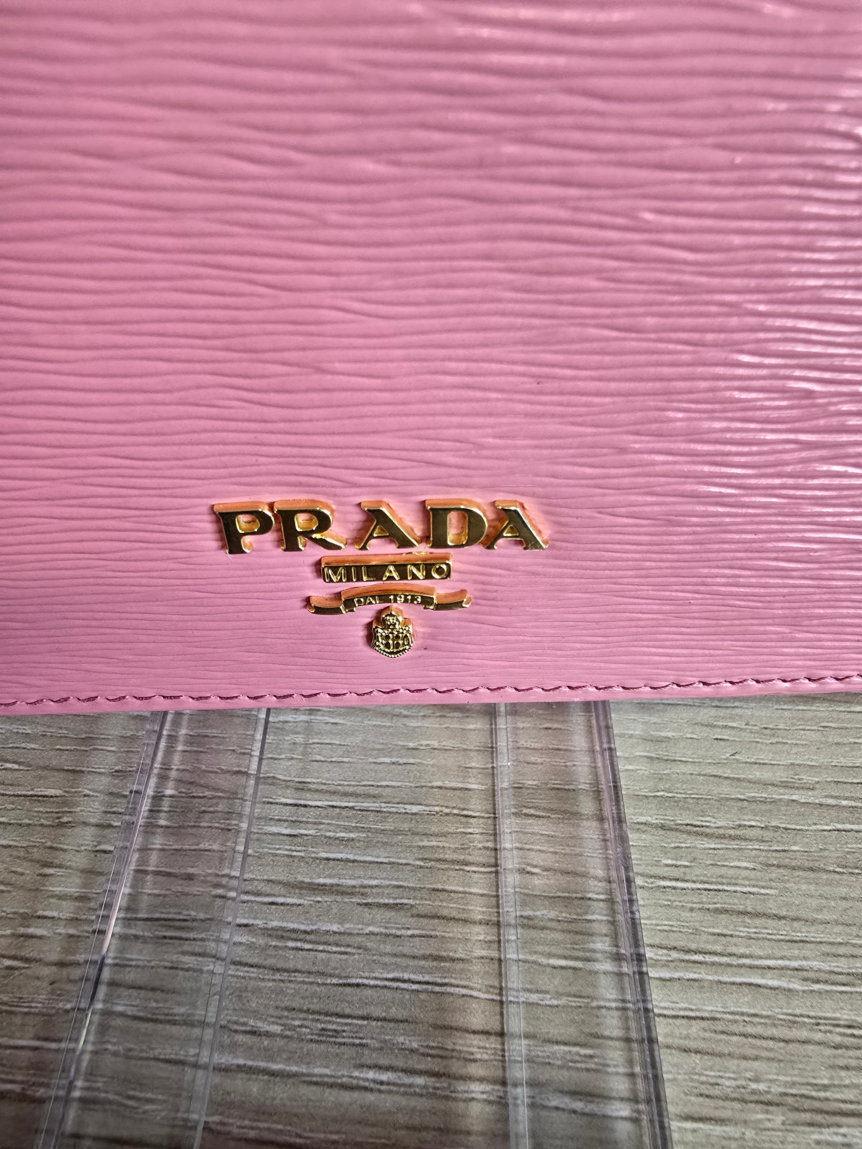Prada Saffiano Leather Continental Wallet — Light Pink