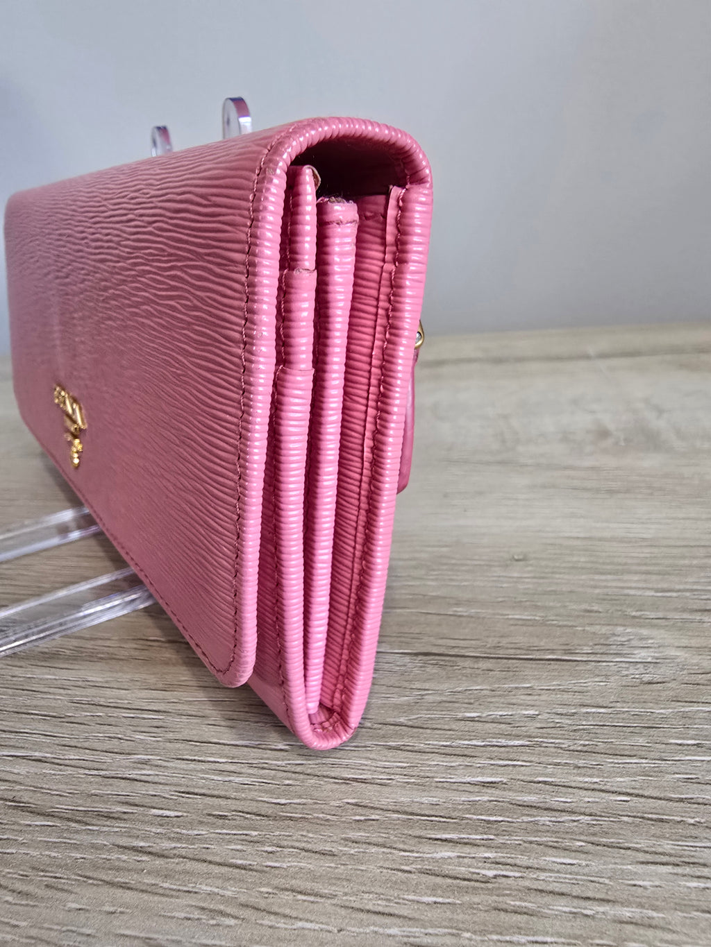 Prada Saffiano Leather Continental Wallet — Light Pink