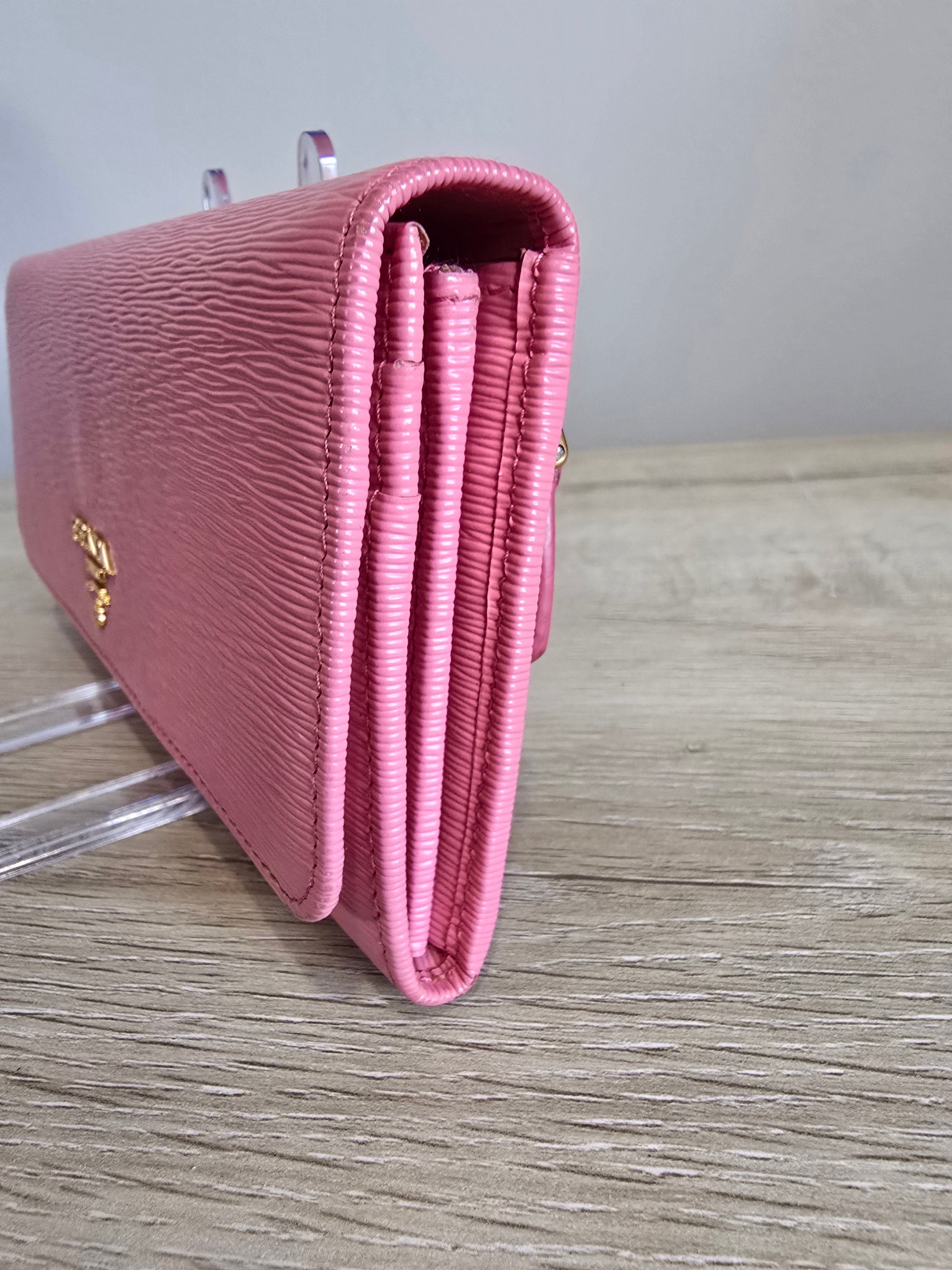 Prada Saffiano Leather Continental Wallet — Light Pink