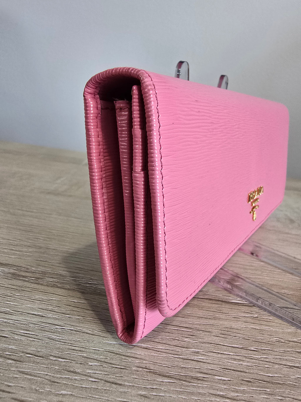 Prada Saffiano Leather Continental Wallet — Light Pink