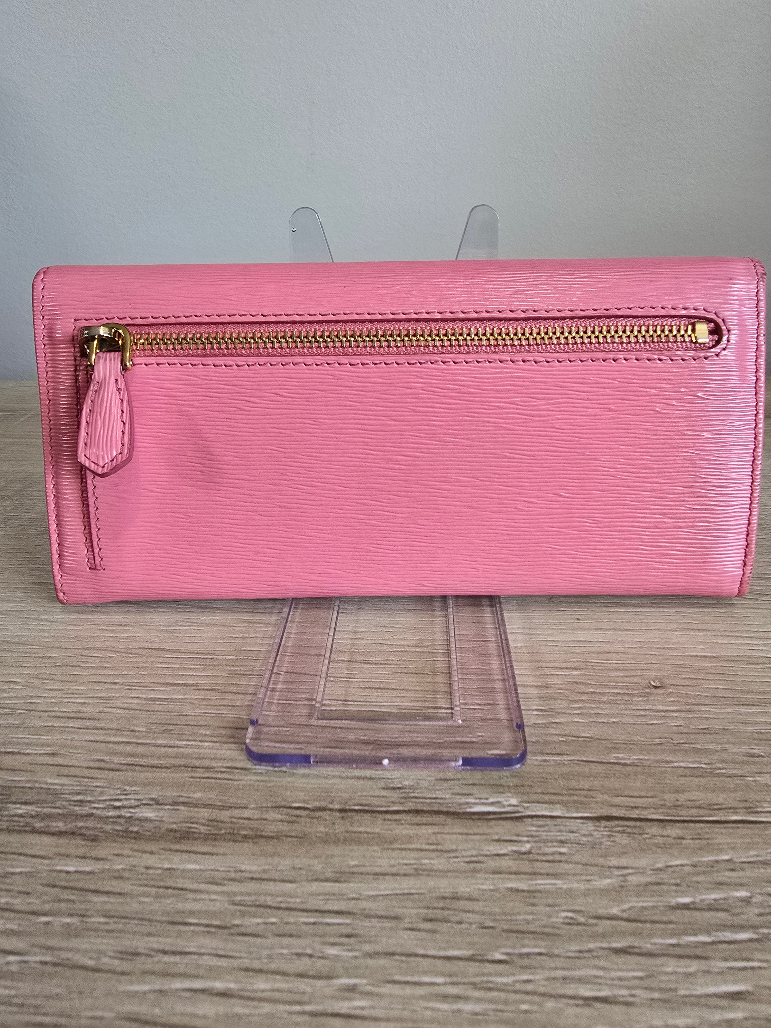 Prada Saffiano Leather Continental Wallet — Light Pink