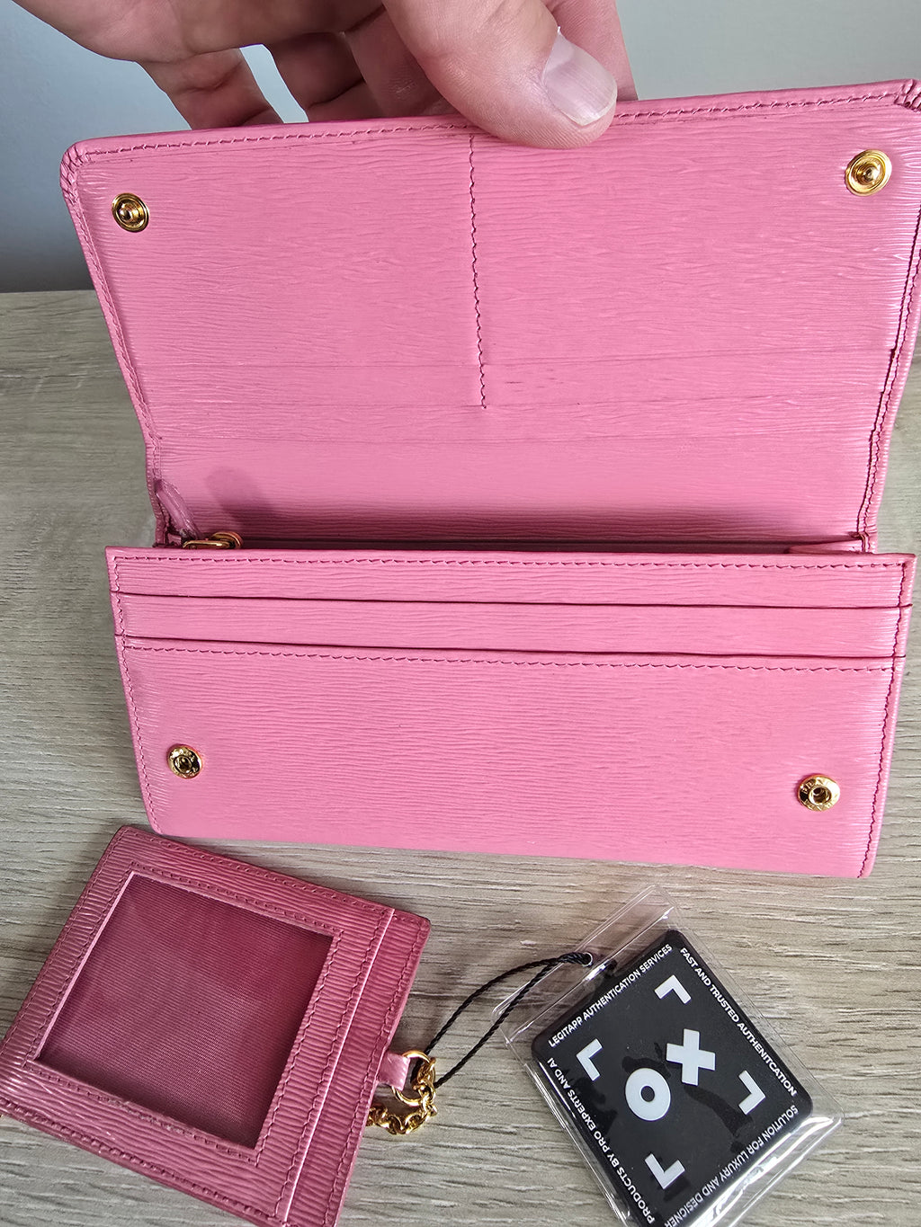 Prada Saffiano Leather Continental Wallet — Light Pink