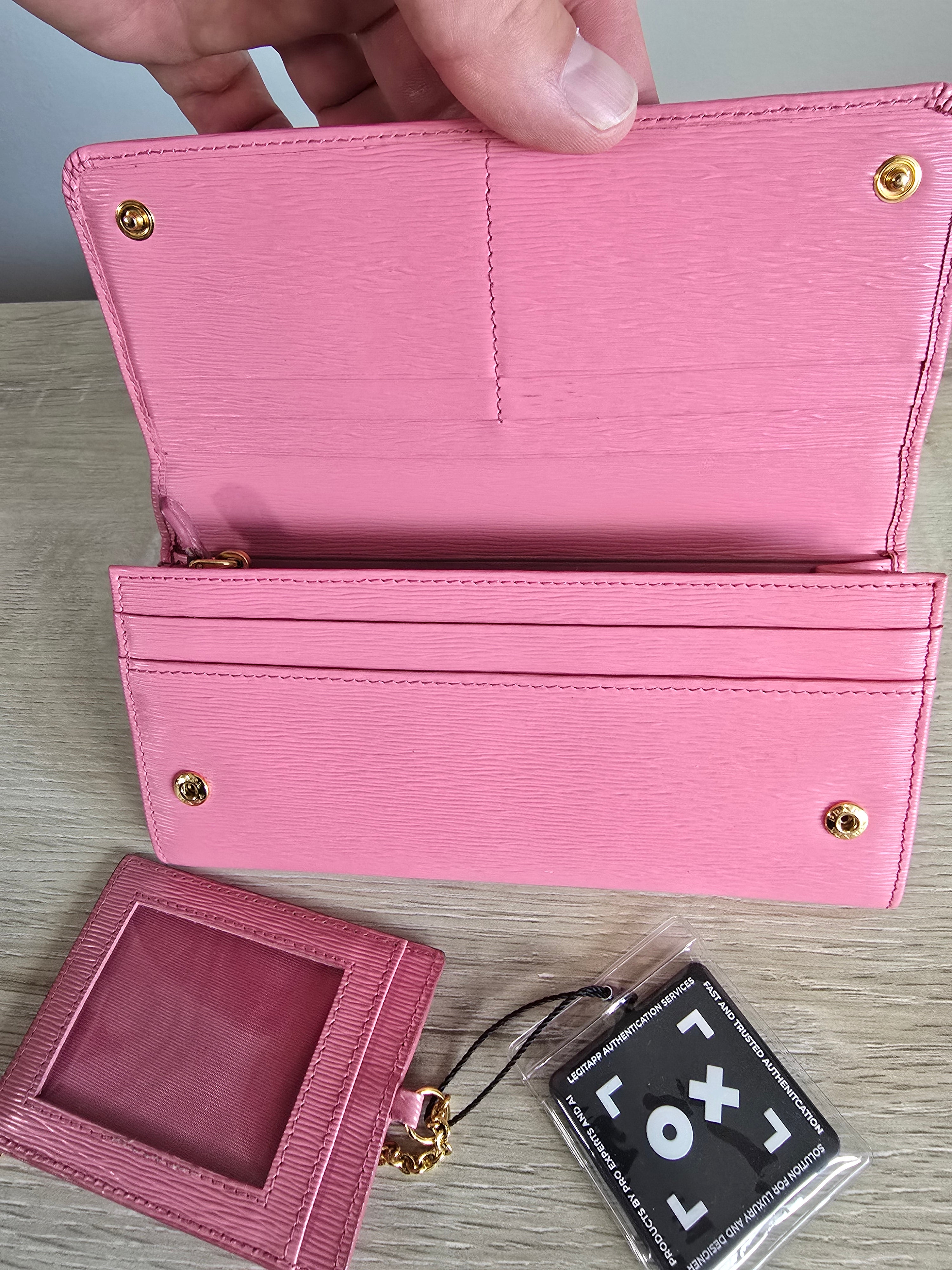 Prada Saffiano Leather Continental Wallet — Light Pink