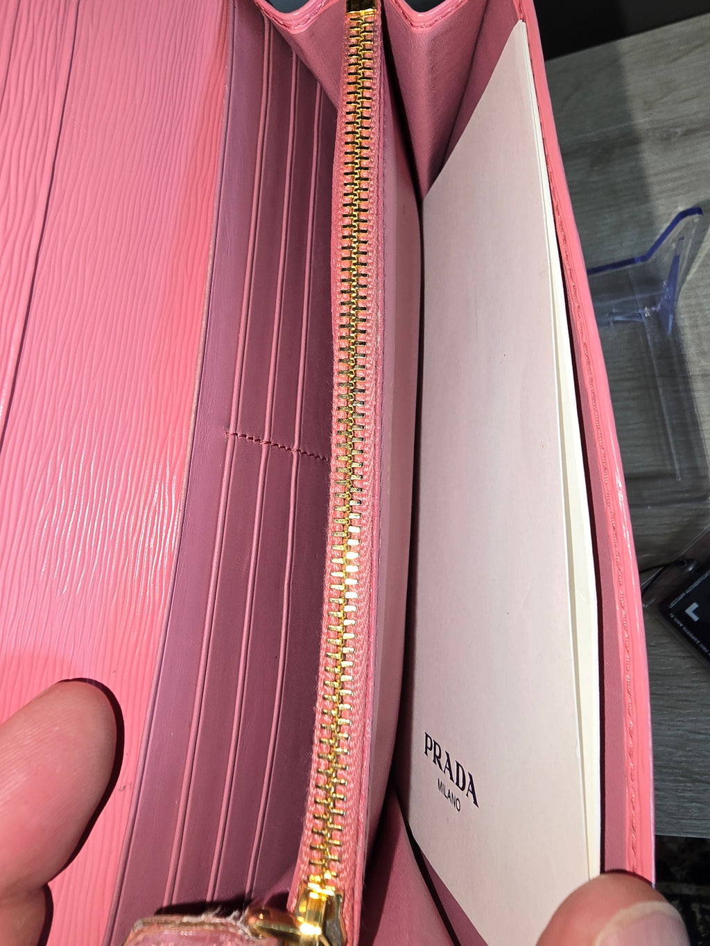 Prada Saffiano Leather Continental Wallet — Light Pink