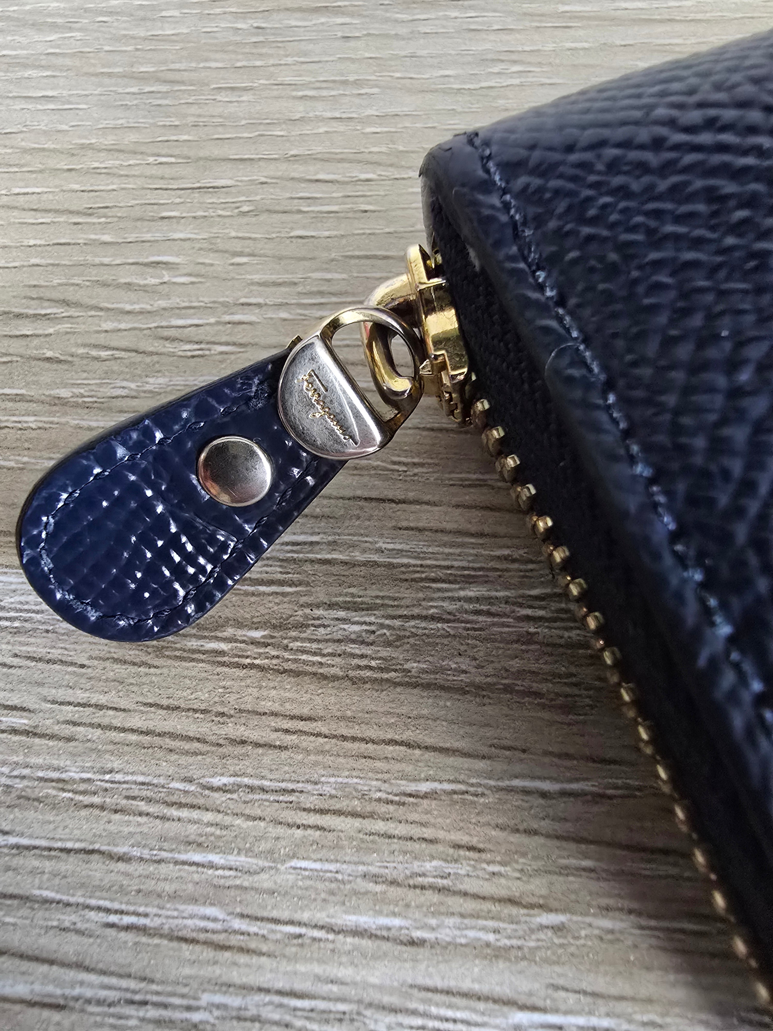 Salvatore Ferragamo Gancini Pouch — Navy Blue