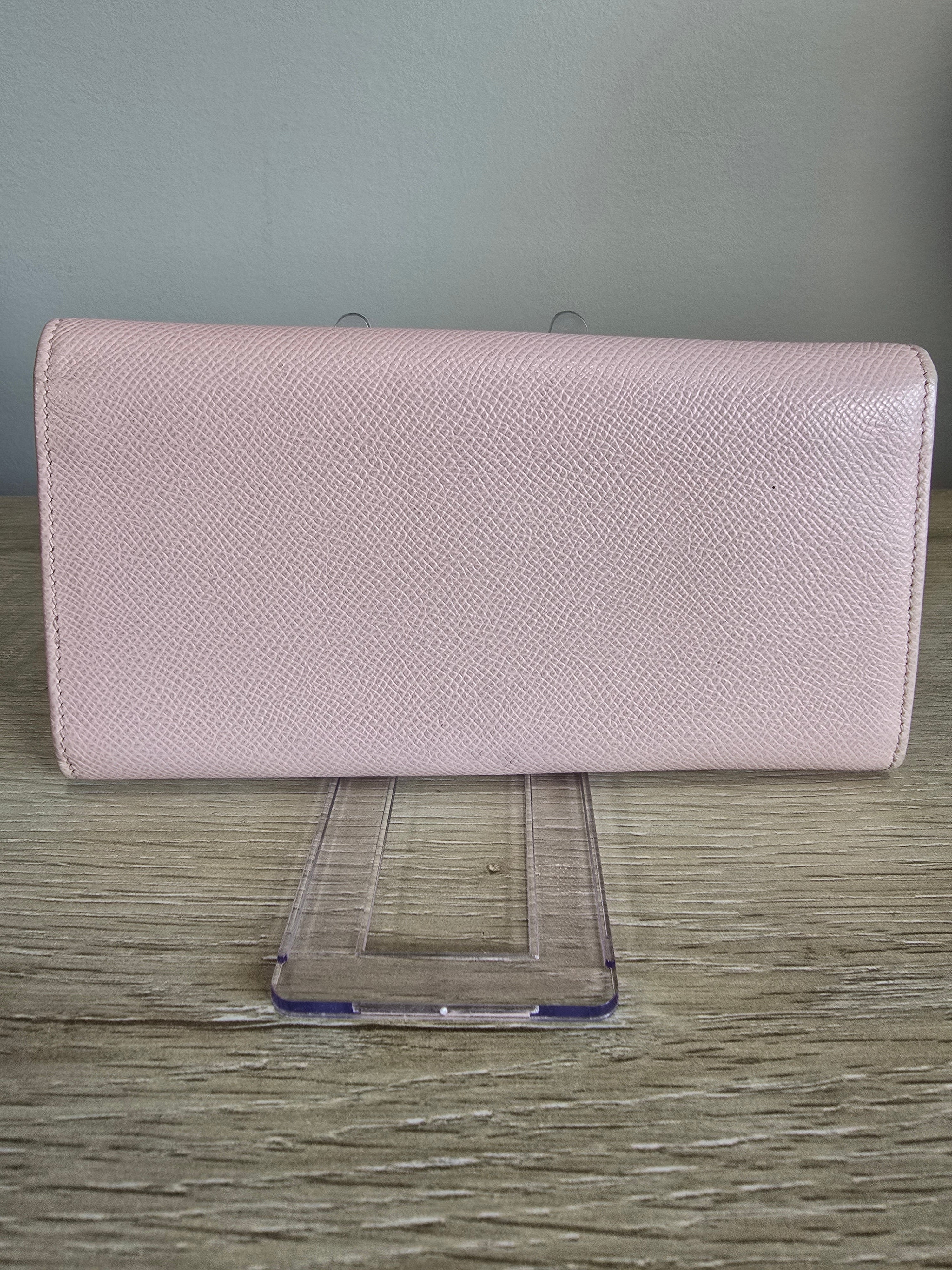 Salvatore Ferragamo Gancini Long Wallet — Blush Pink / Gold Hardware