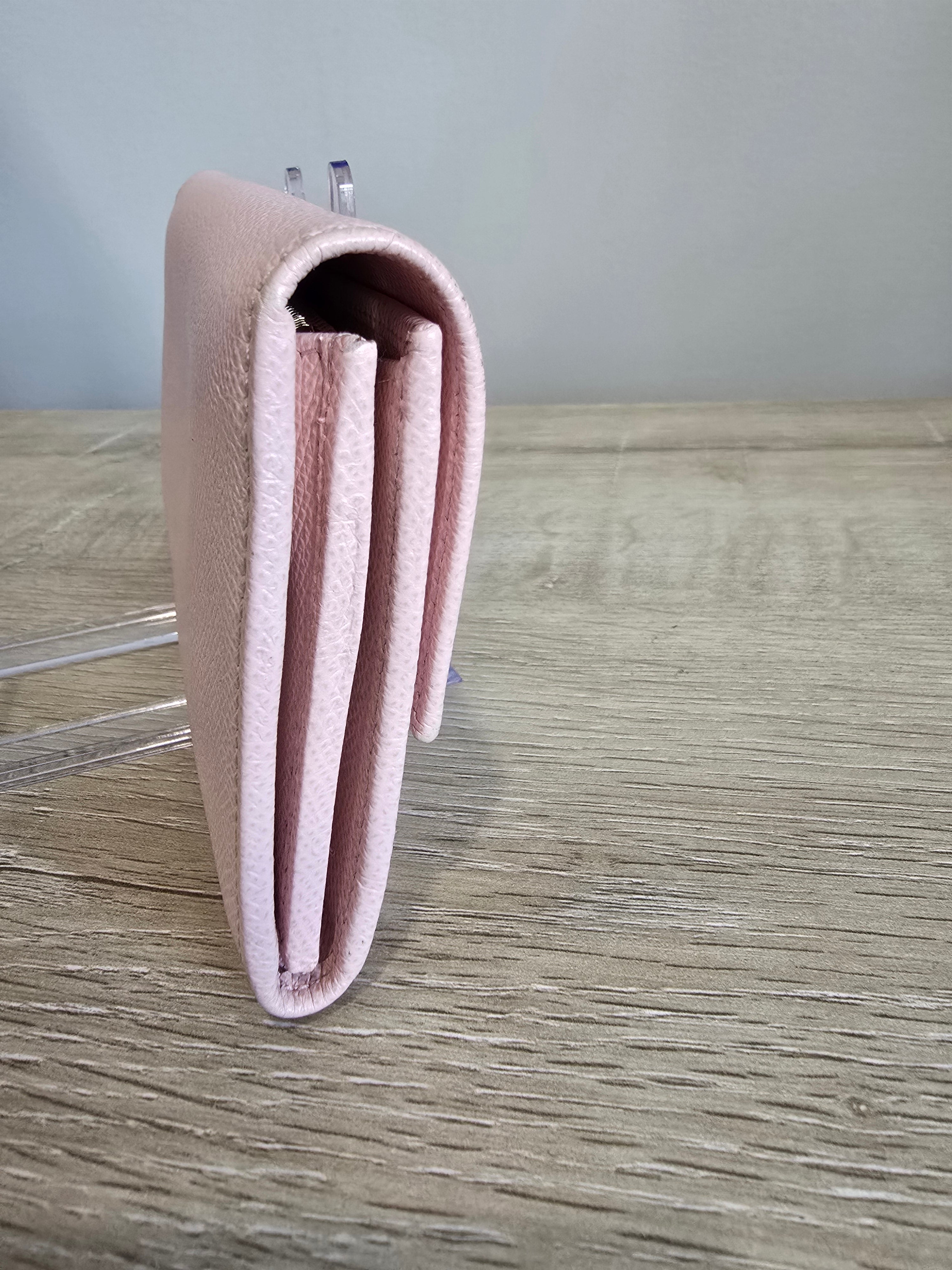 Salvatore Ferragamo Gancini Long Wallet — Blush Pink / Gold Hardware