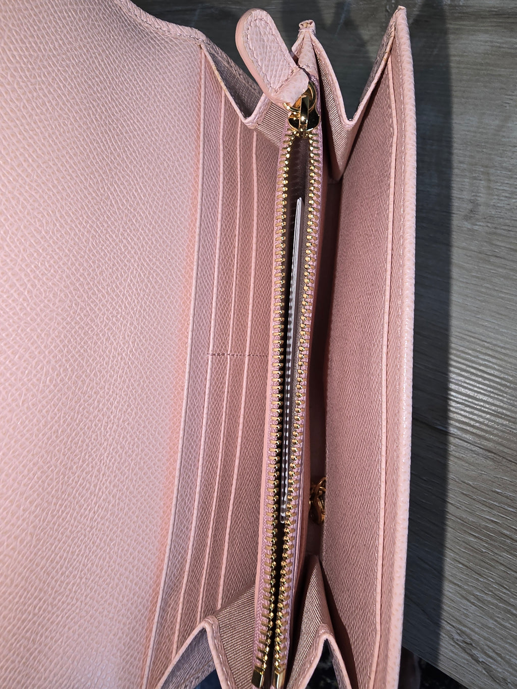 Salvatore Ferragamo Gancini Long Wallet — Blush Pink / Gold Hardware