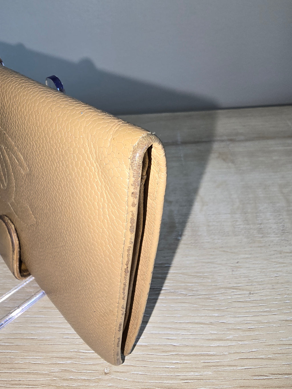 Chanel Vintage Caviar Leather Long Wallet — Beige