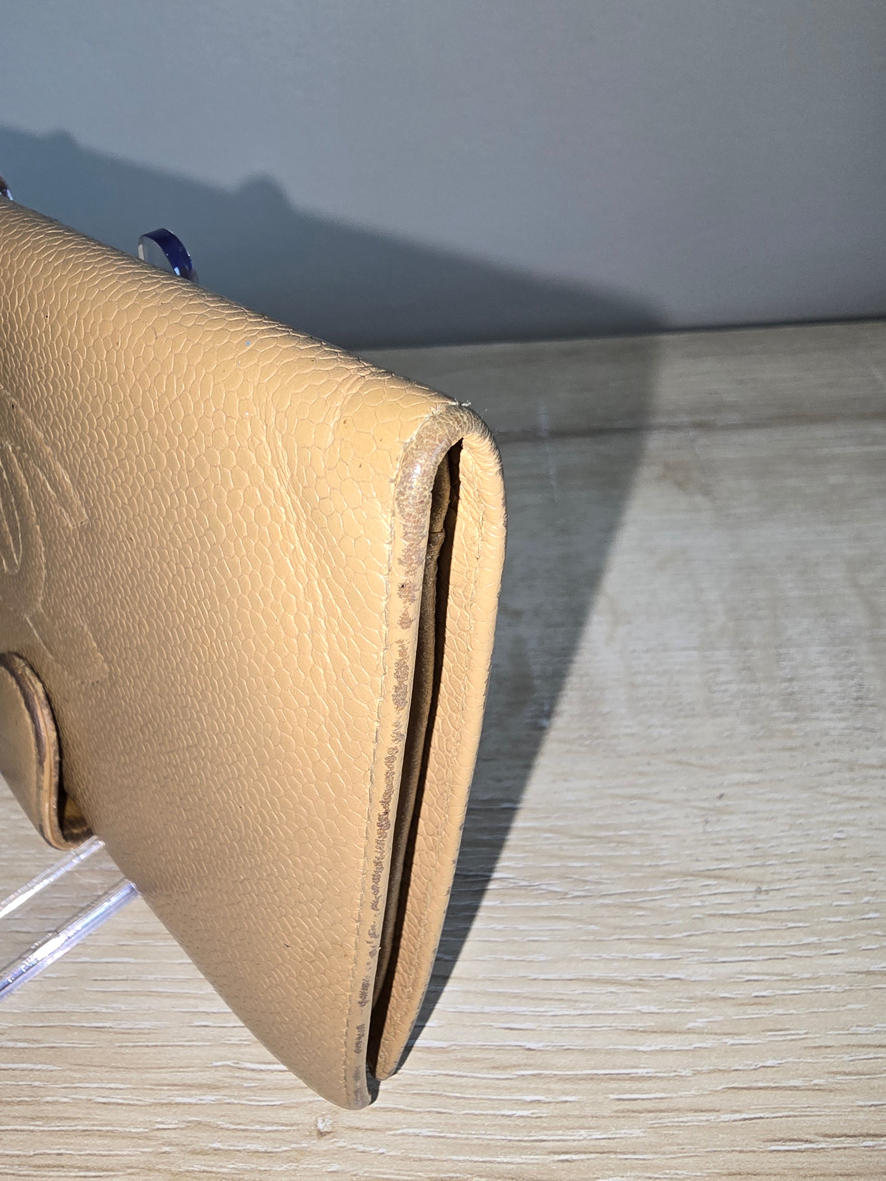 Chanel Vintage Caviar Leather Long Wallet — Beige