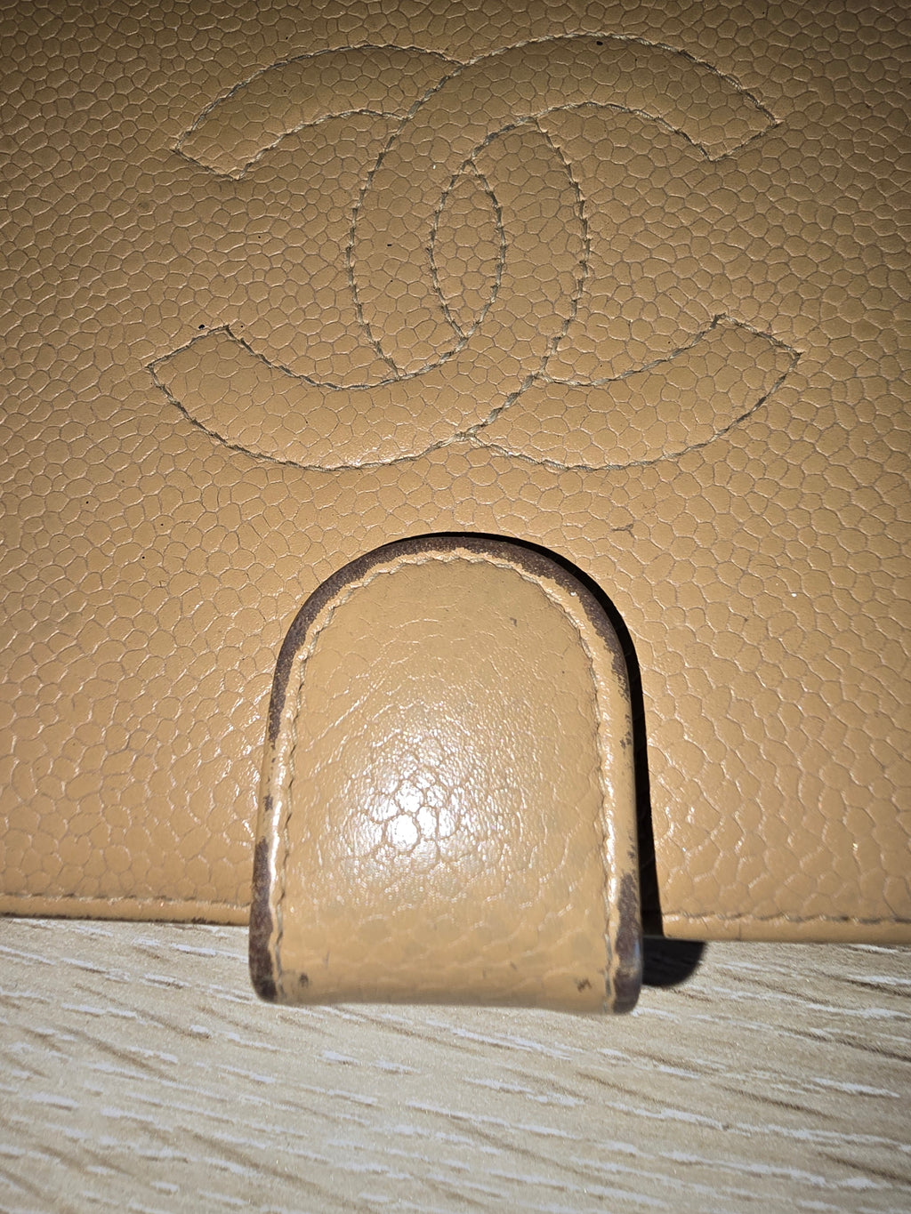 Chanel Vintage Caviar Leather Long Wallet — Beige
