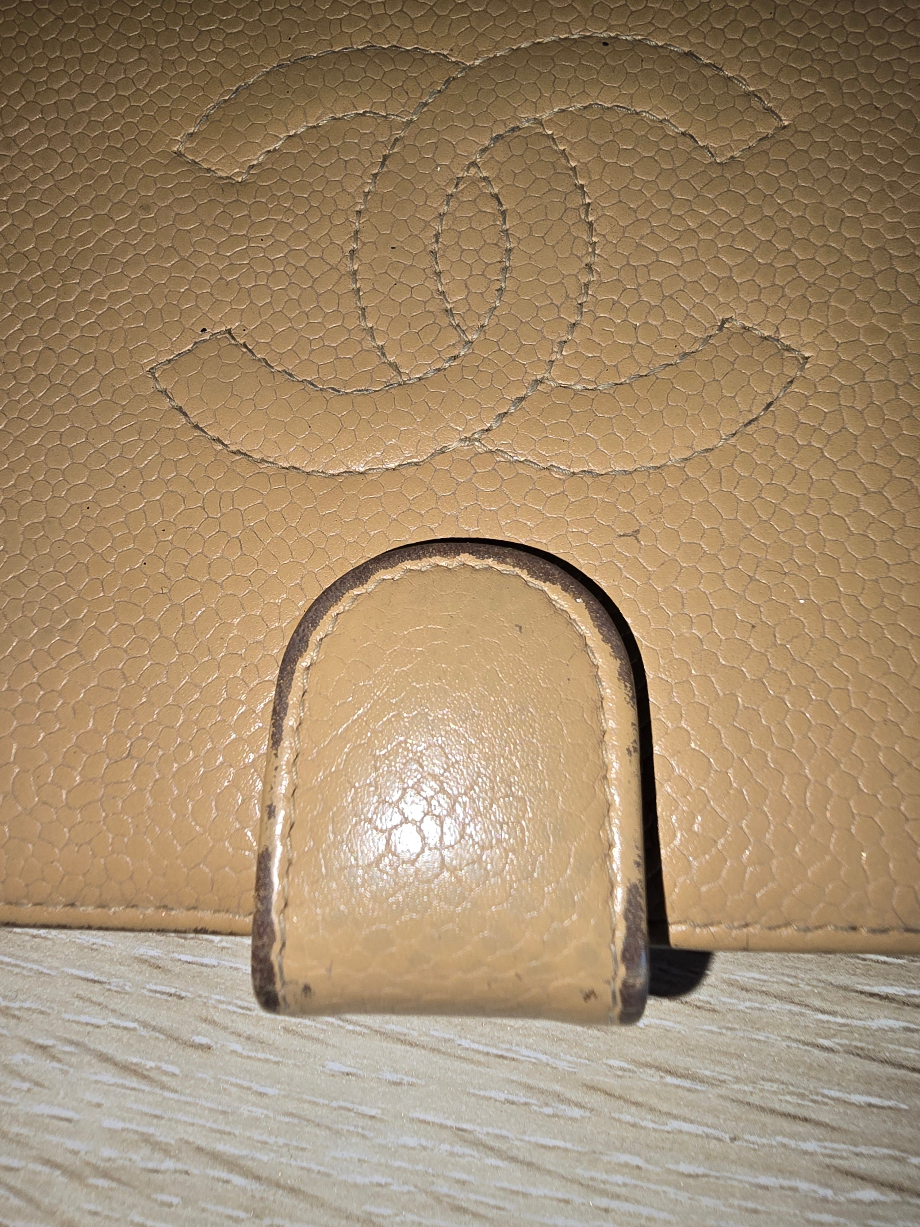 Chanel Vintage Caviar Leather Long Wallet — Beige
