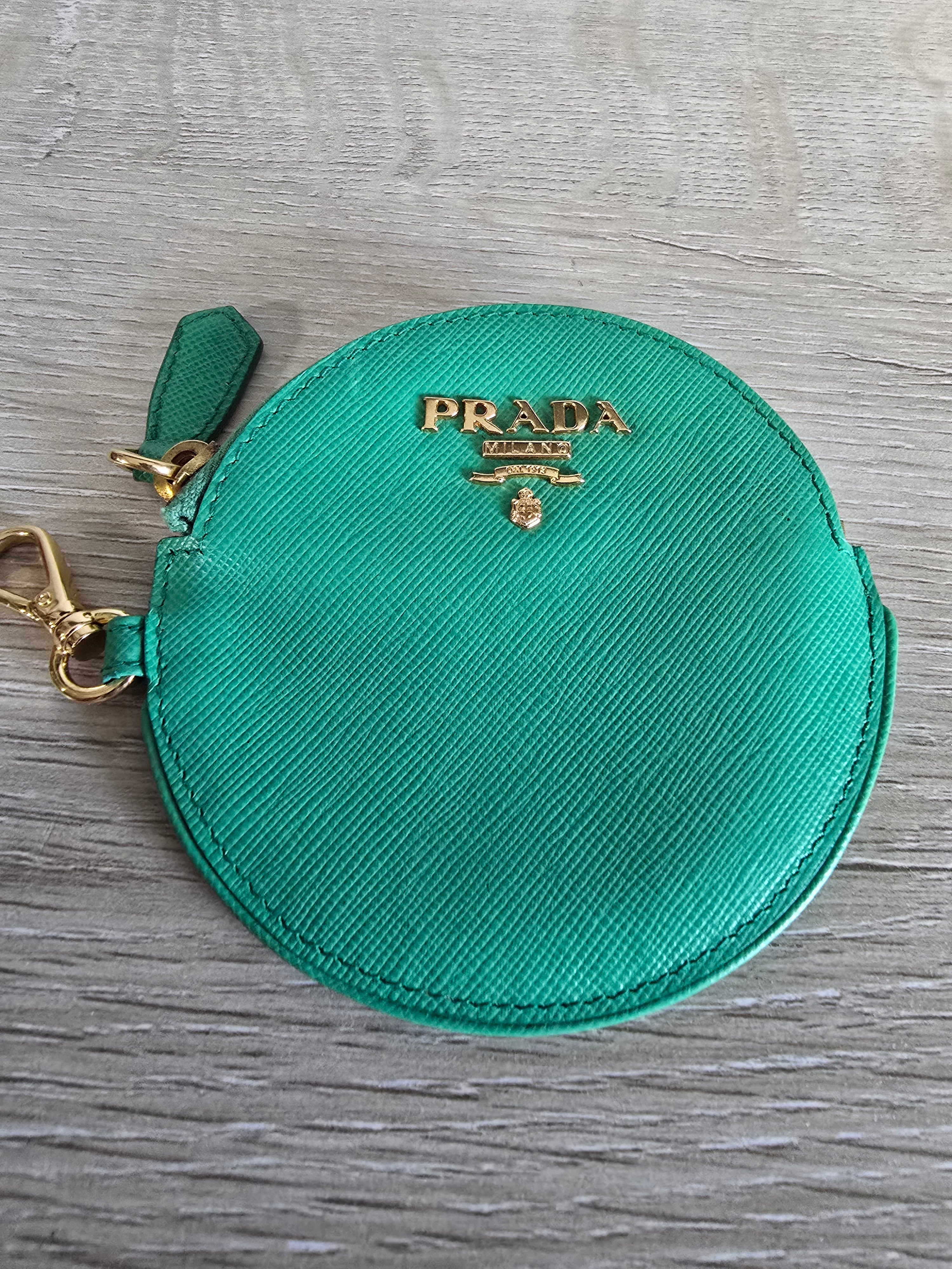 Prada Saffiano Leather Coin Purse — Green