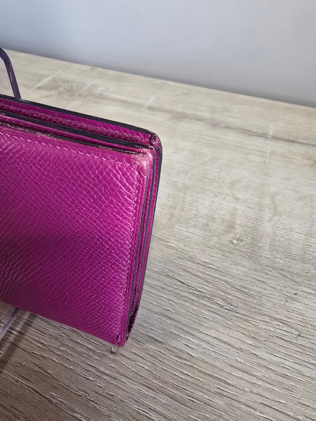 Hermès Chèvre Mysore Tri-Fold Bearn Wallet — Purple Magenta / Palladium Hardware