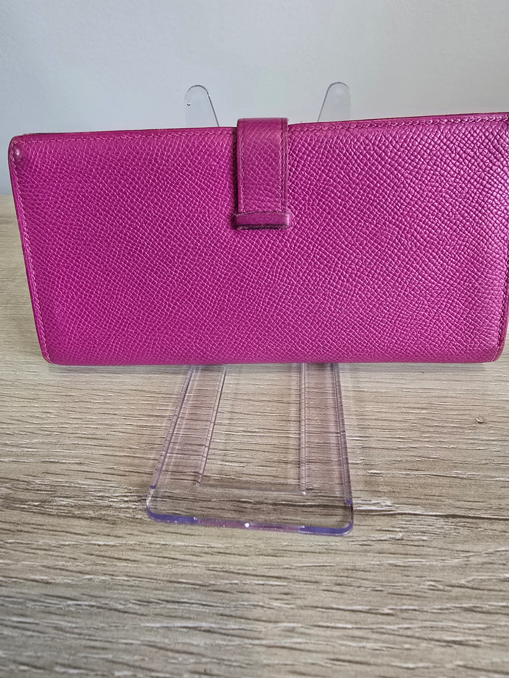 Hermès Chèvre Mysore Tri-Fold Bearn Wallet — Purple Magenta / Palladium Hardware