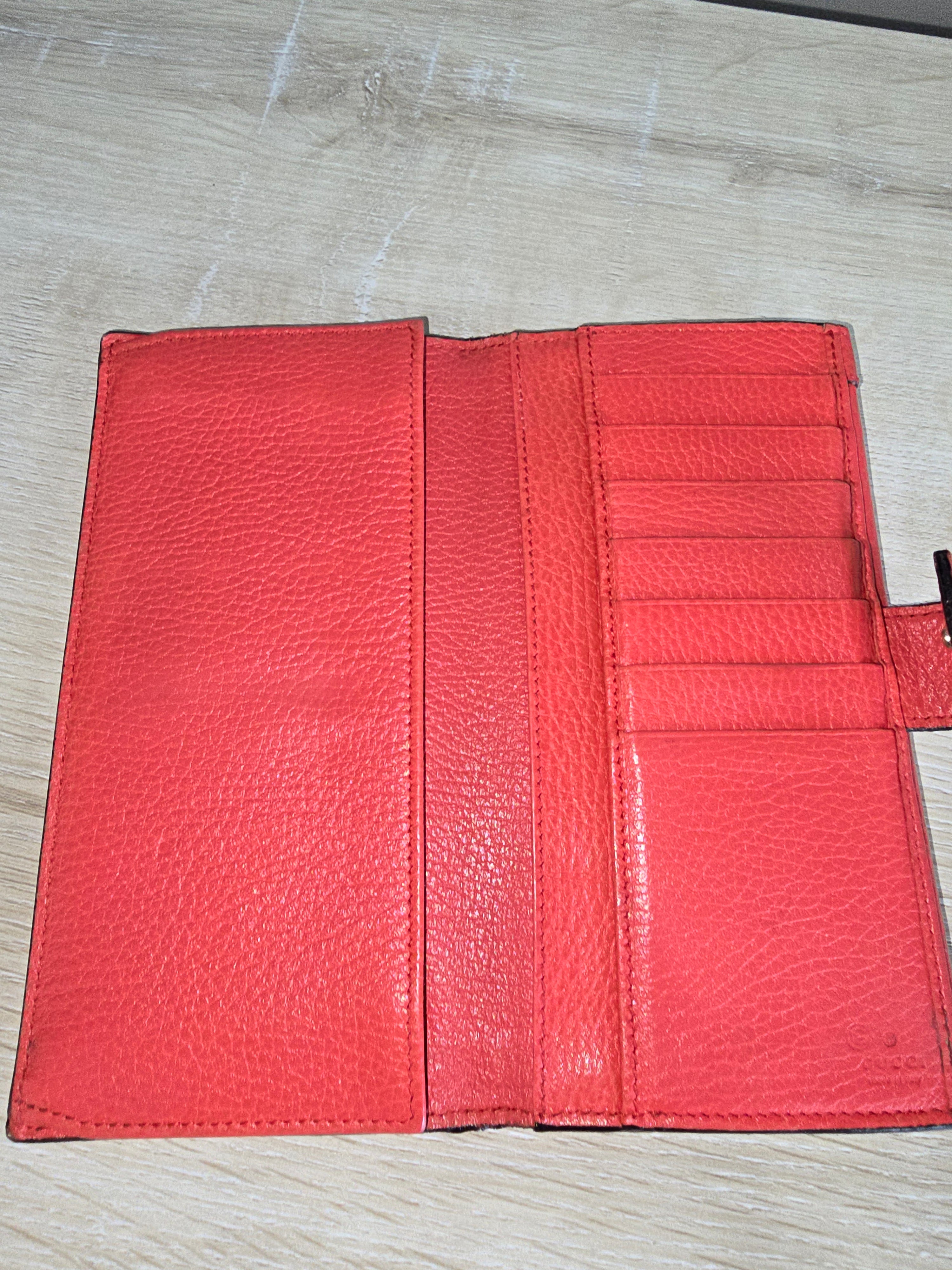 Gucci Charmy Continental Wallet — Scarlet Leather