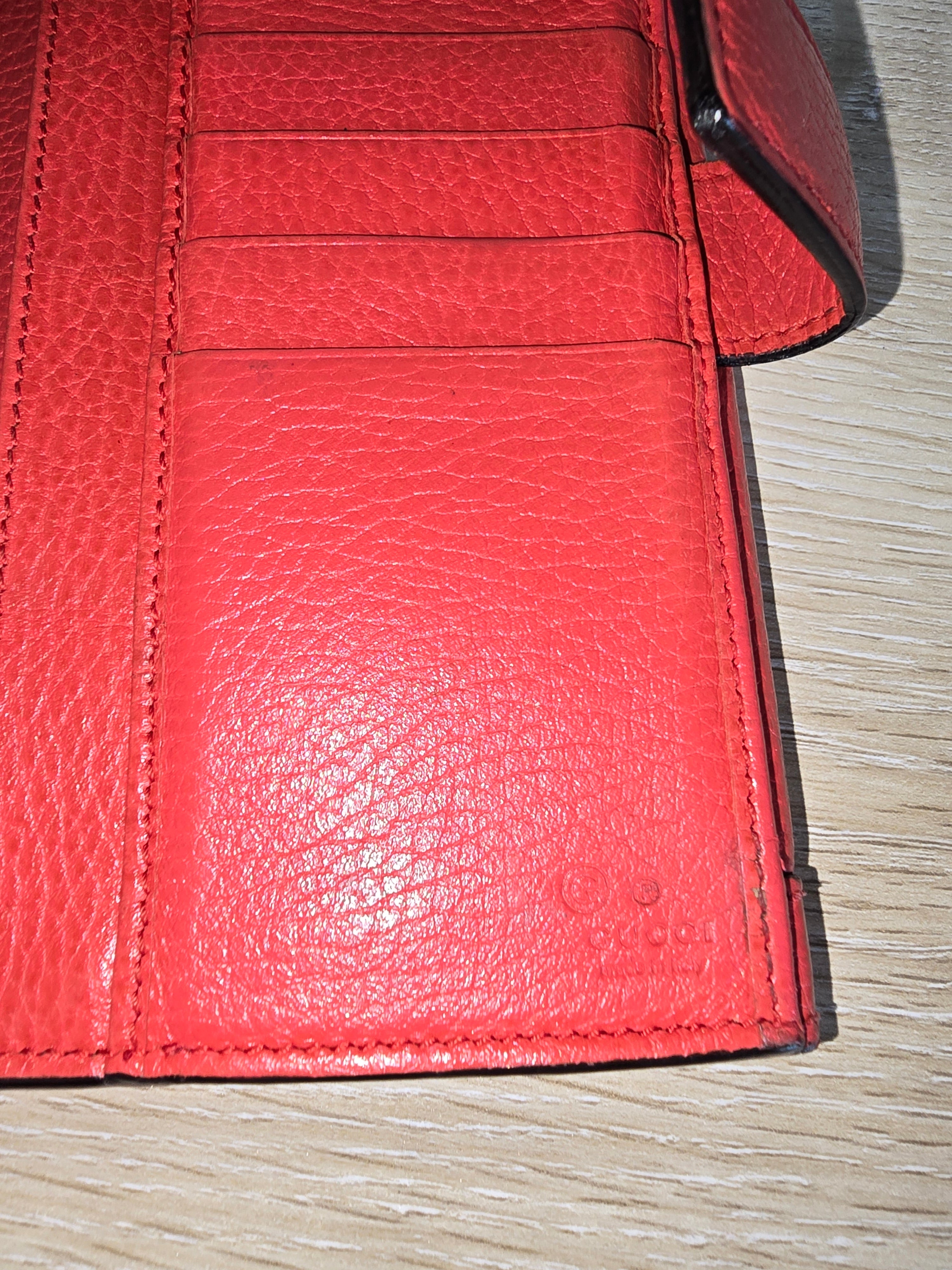 Gucci Charmy Continental Wallet — Scarlet Leather