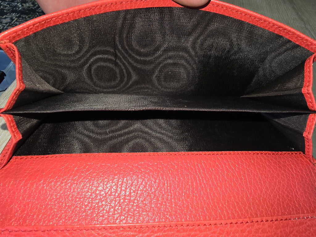 Gucci Charmy Continental Wallet — Scarlet Leather