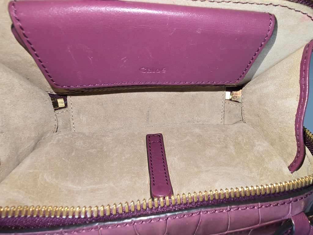 Chloé Calfskin Crocodile Embossed Mini C Vanity