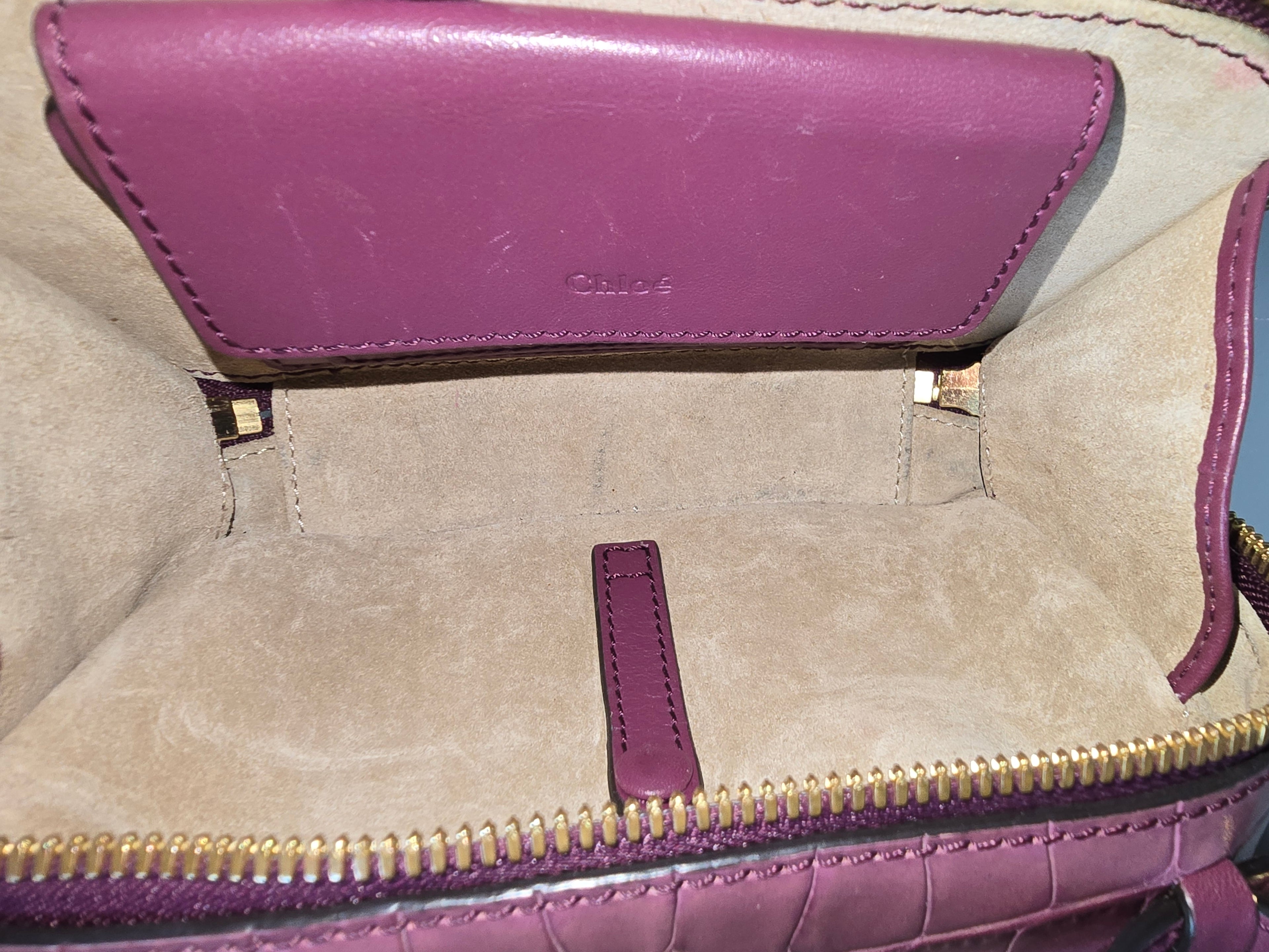 Chloé Calfskin Crocodile Embossed Mini C Vanity