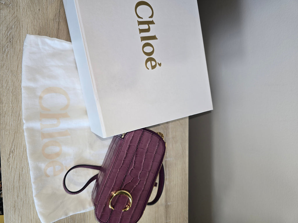 Chloé Calfskin Crocodile Embossed Mini C Vanity