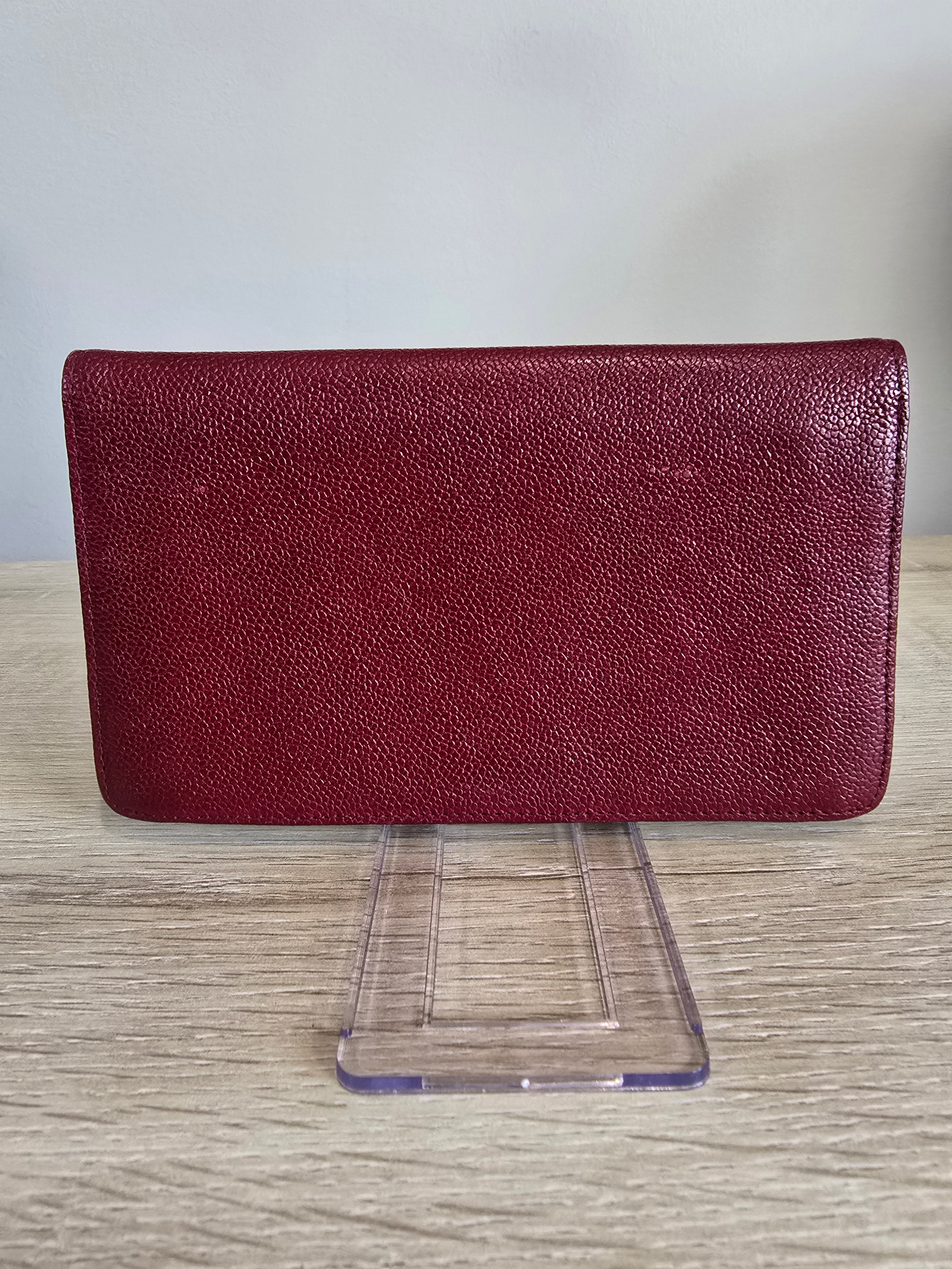 Chanel Continental Wallet — Red Caviar Leather / Embossed Chanel Lettering