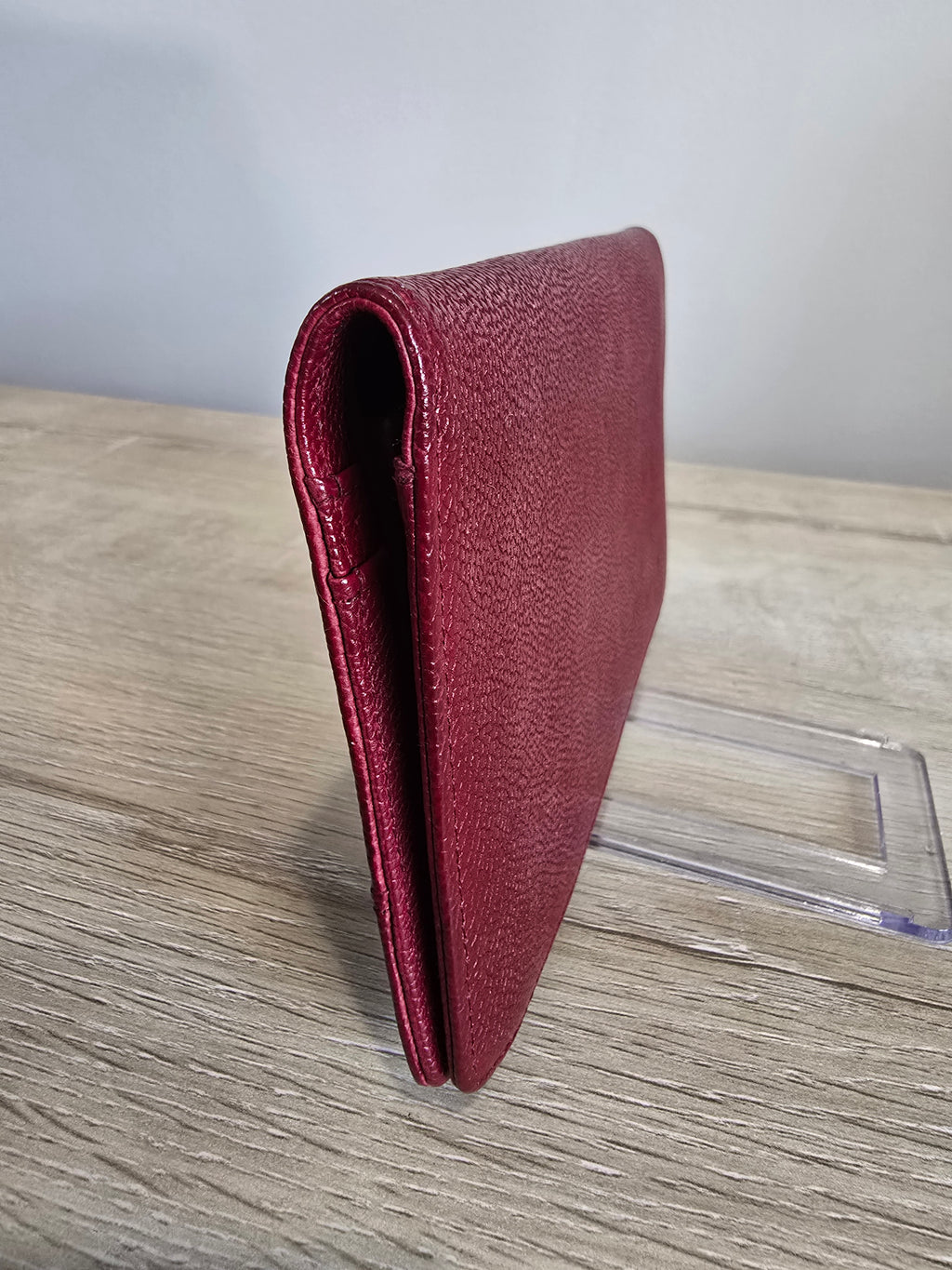 Chanel Continental Wallet — Red Caviar Leather / Embossed Chanel Lettering
