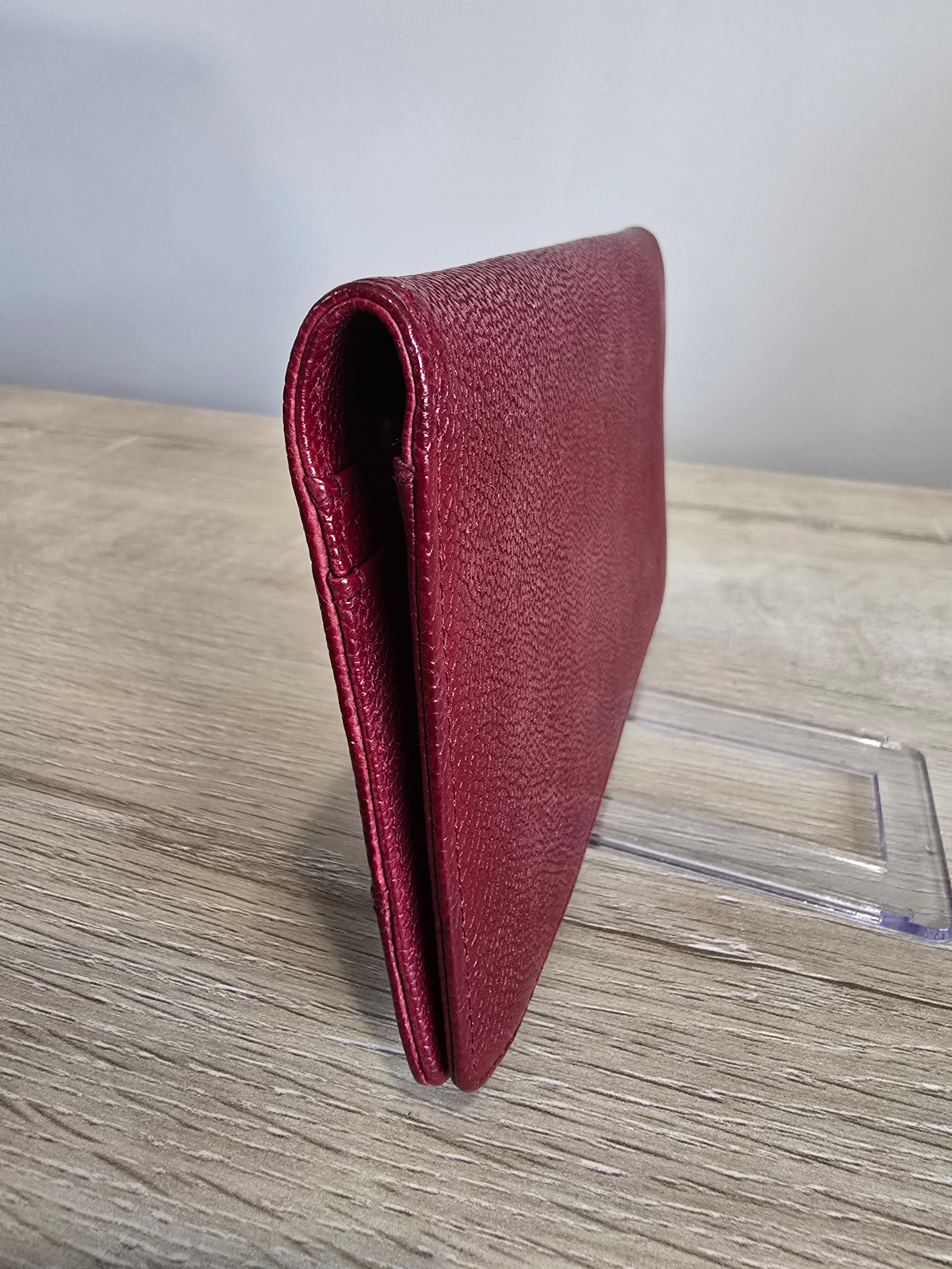 Chanel Continental Wallet — Red Caviar Leather / Embossed Chanel Lettering