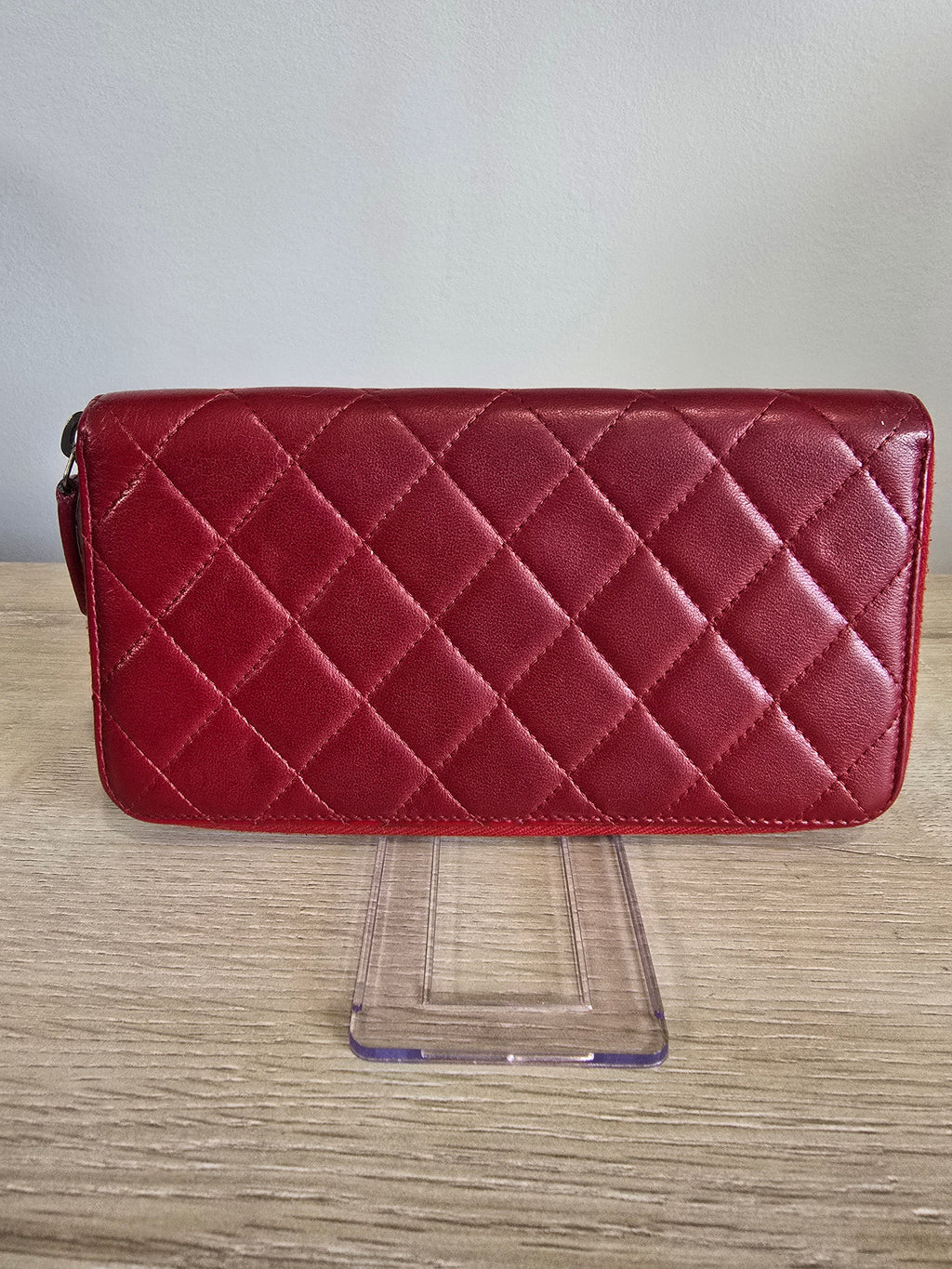 Chanel Quilted Lambskin Zippy Wallet — Red