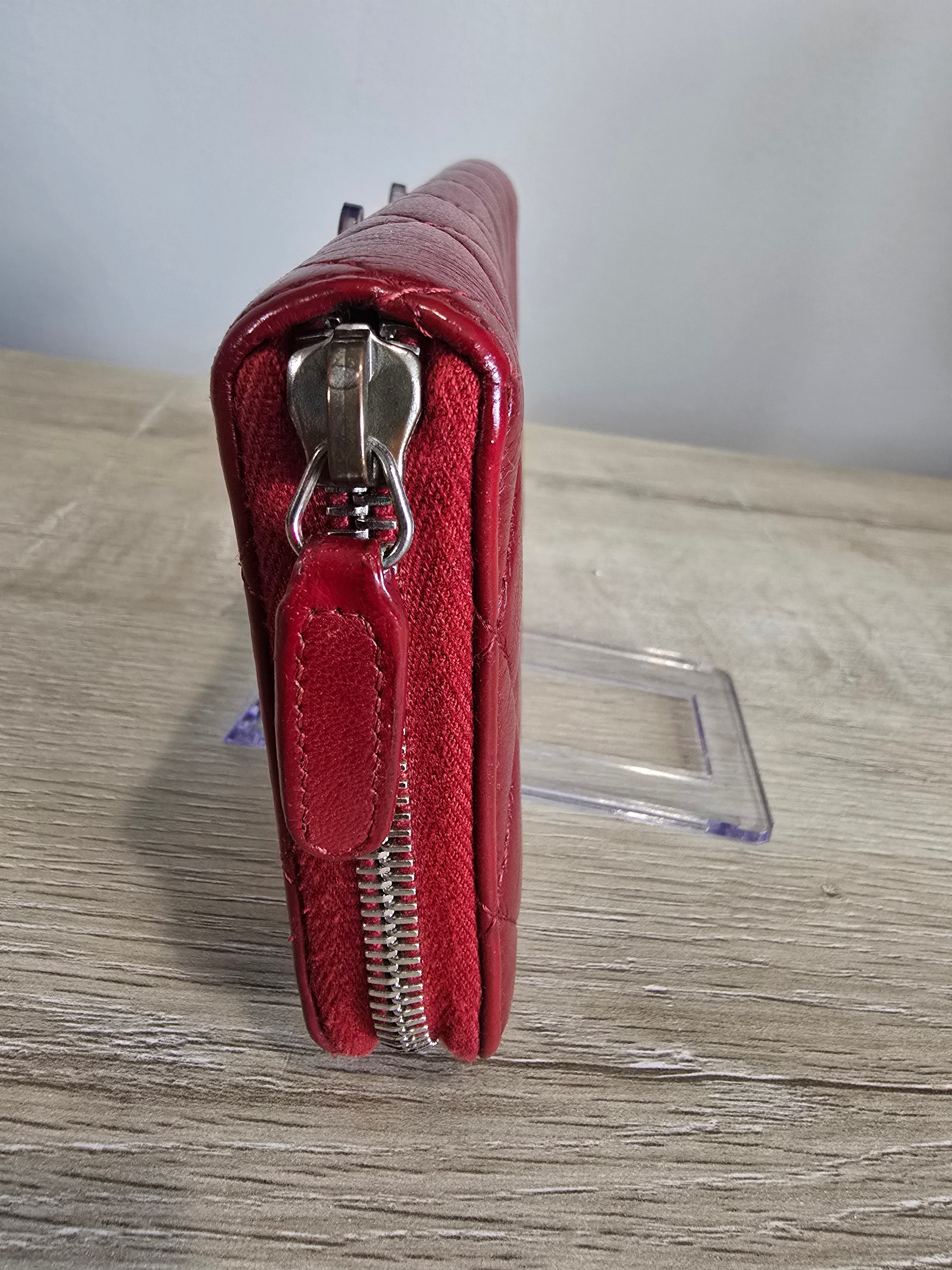Chanel Quilted Lambskin Zippy Wallet — Red