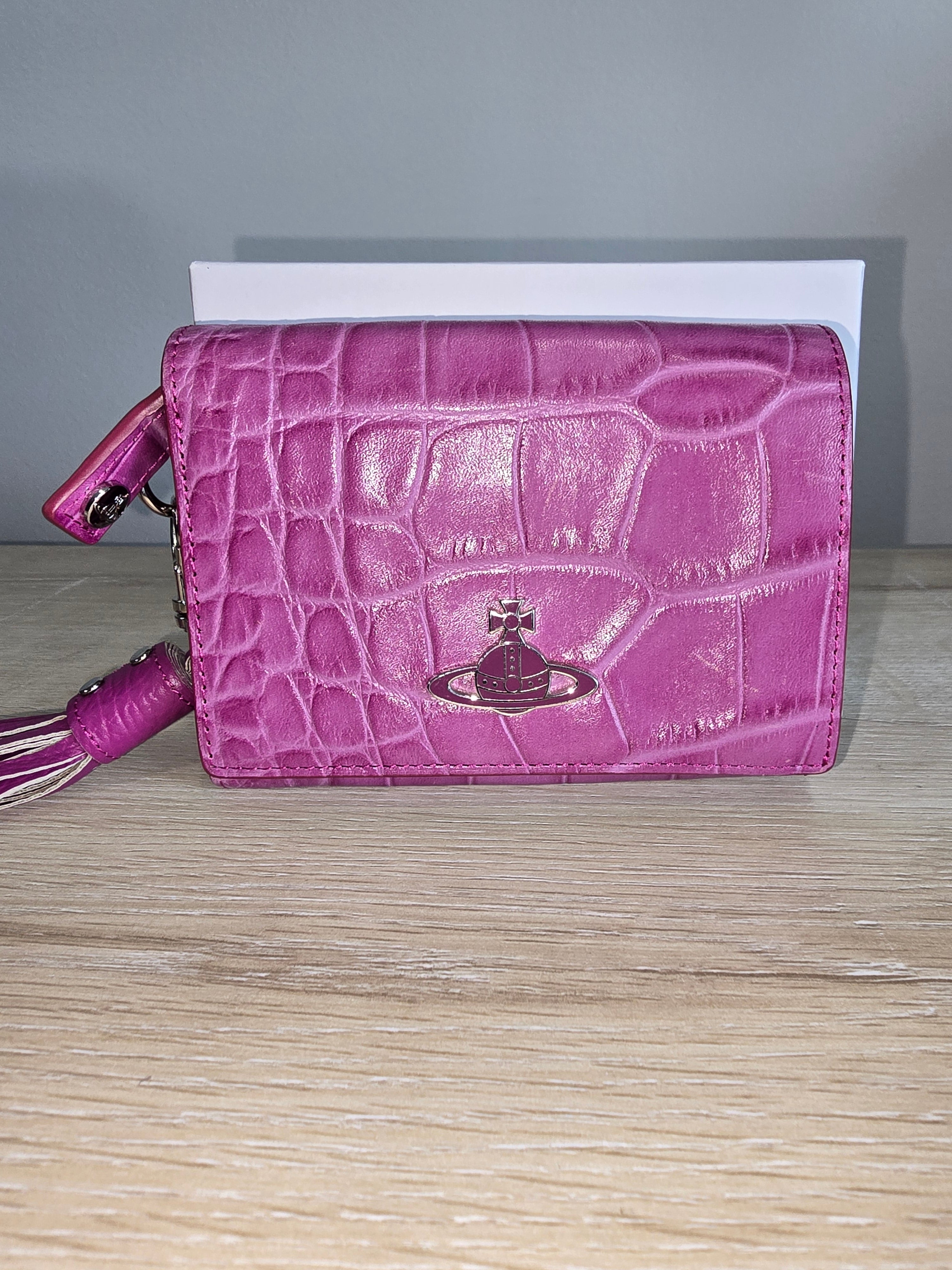 Vivienne Westwood Croco Embossed Bifold Wallet — Pink