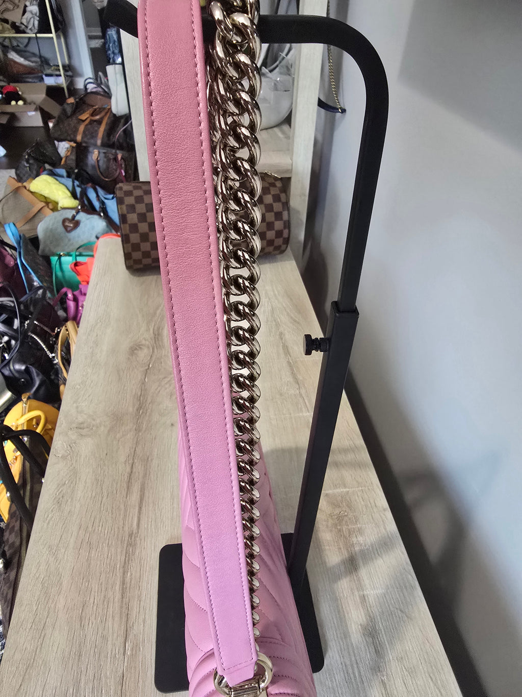 Chanel Chevron Quilted Boy Bag-Pink