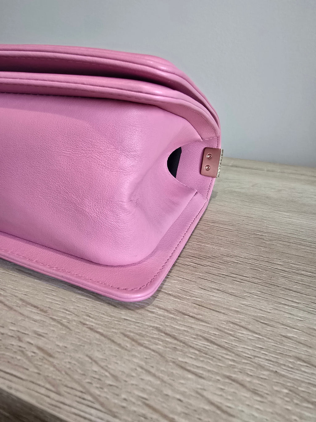 Chanel Chevron Quilted Boy Bag-Pink