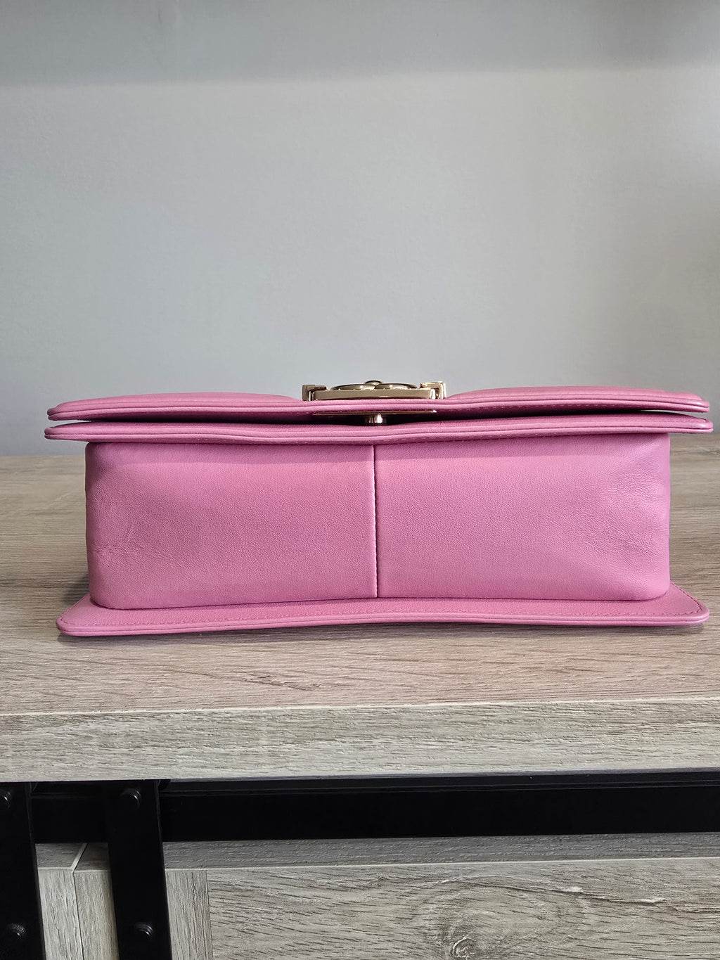 Chanel Chevron Quilted Boy Bag-Pink