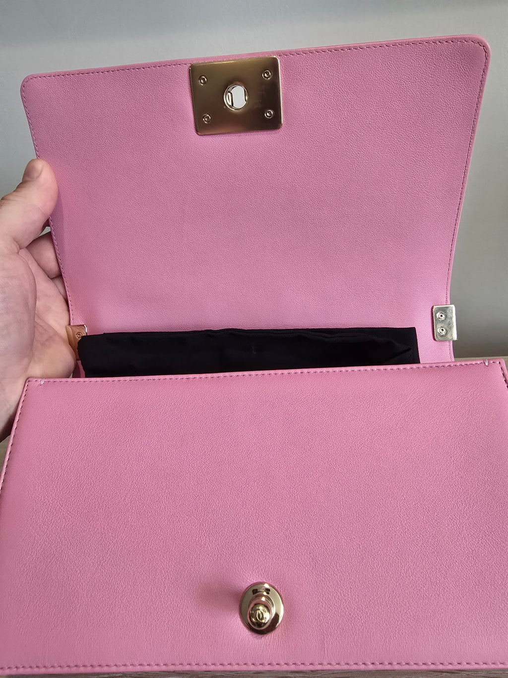 Chanel Chevron Quilted Boy Bag-Pink
