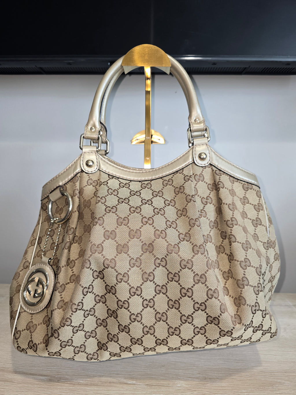Gucci GG Canvas Sukey Tote – Gold Hardware