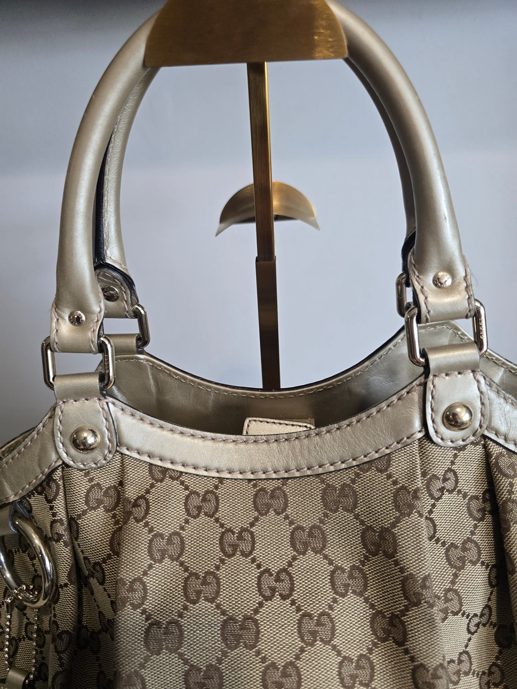 Gucci GG Canvas Sukey Tote – Gold Hardware