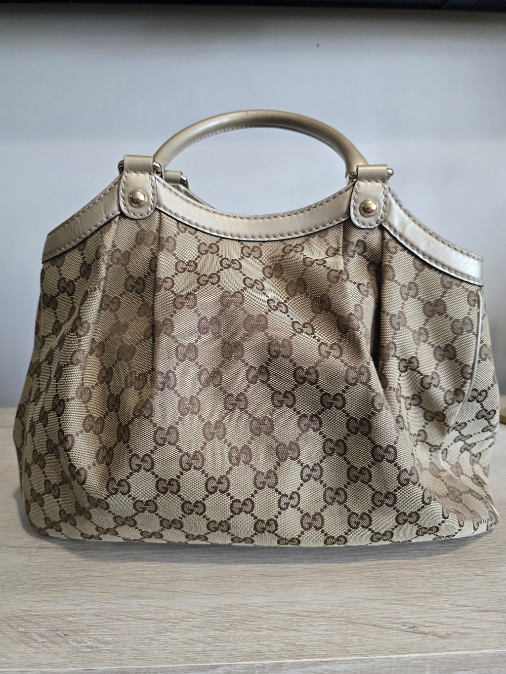 Gucci GG Canvas Sukey Tote – Gold Hardware