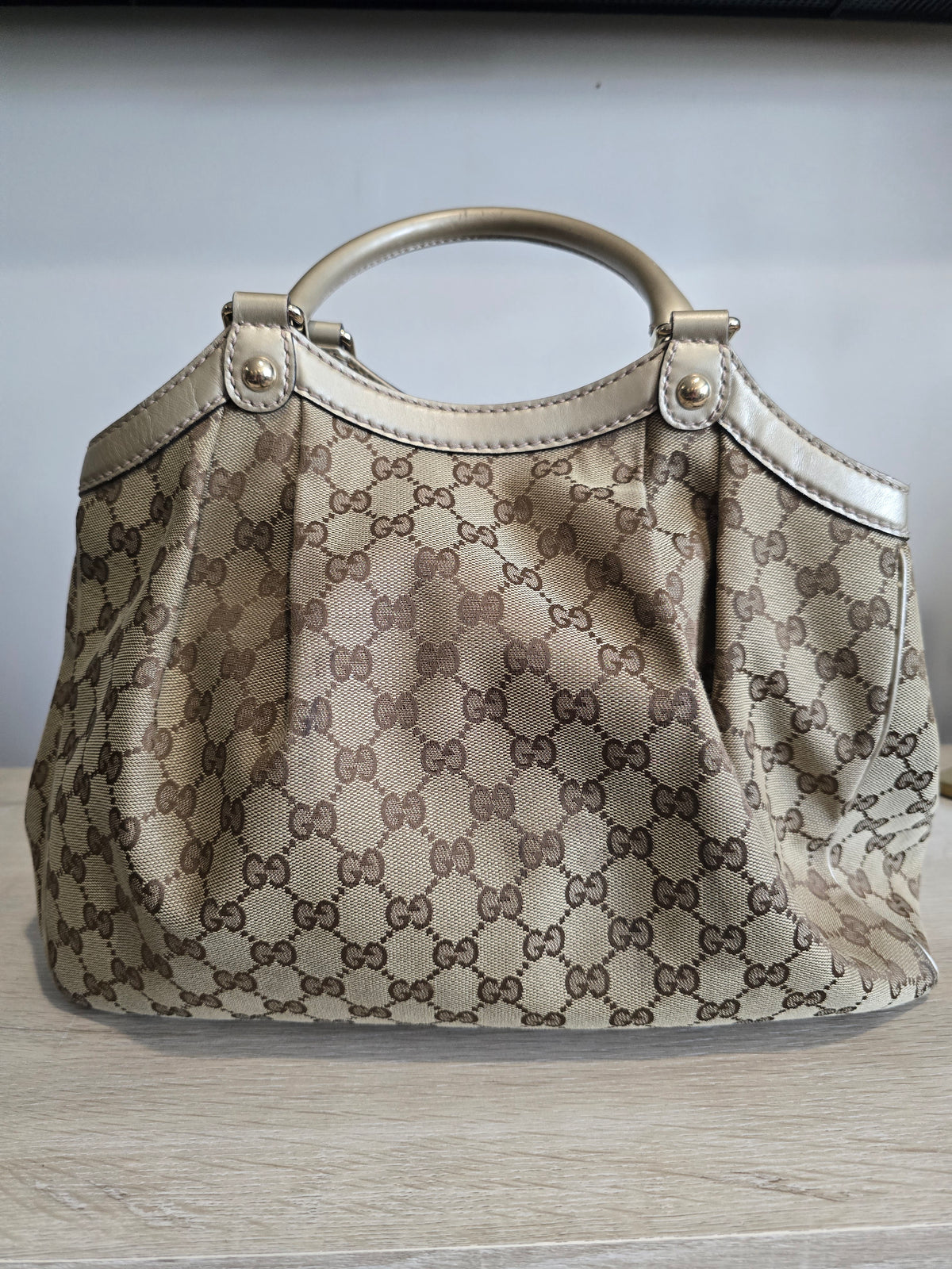 Gucci GG Canvas Sukey Tote – Gold Hardware