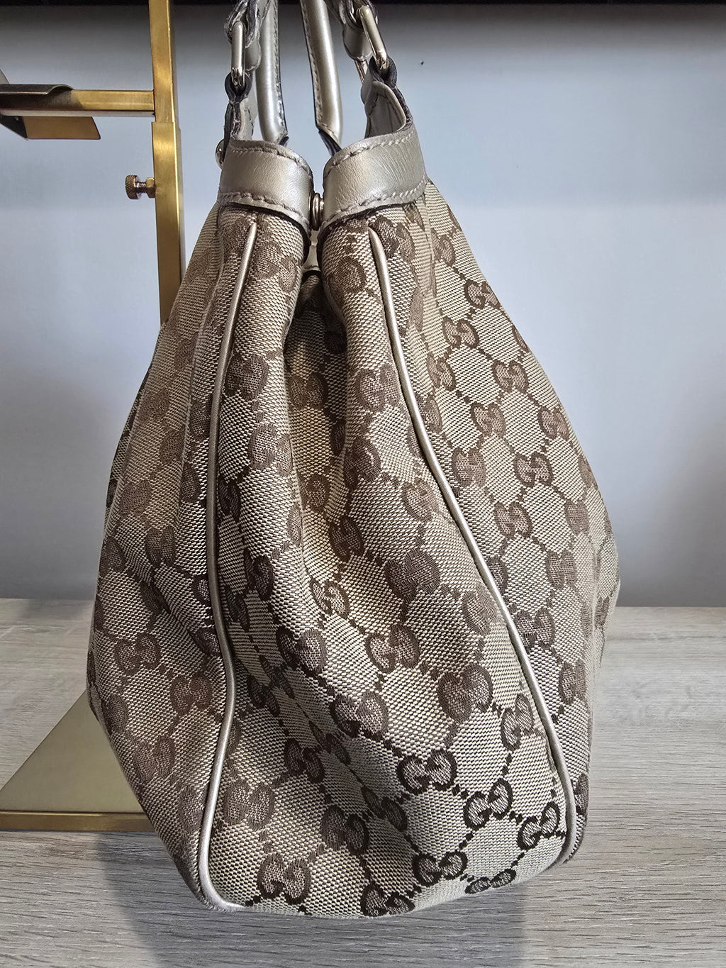 Gucci GG Canvas Sukey Tote – Gold Hardware