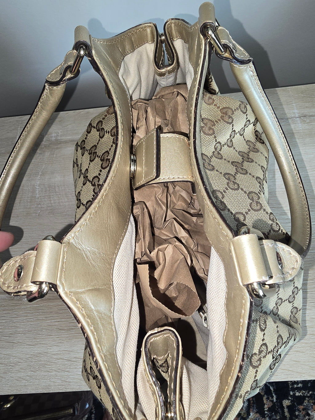 Gucci GG Canvas Sukey Tote – Gold Hardware