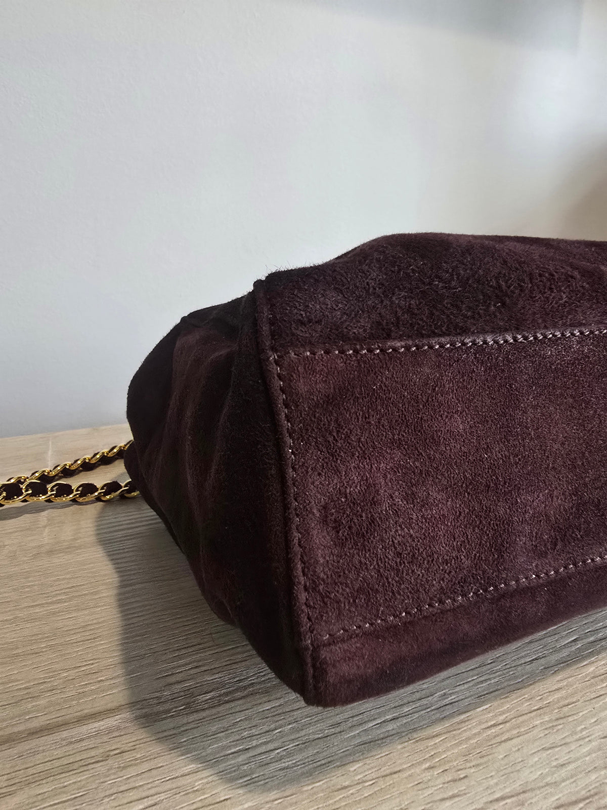 Prada Brown Suede Shoulder Bag – Gold Hardware
