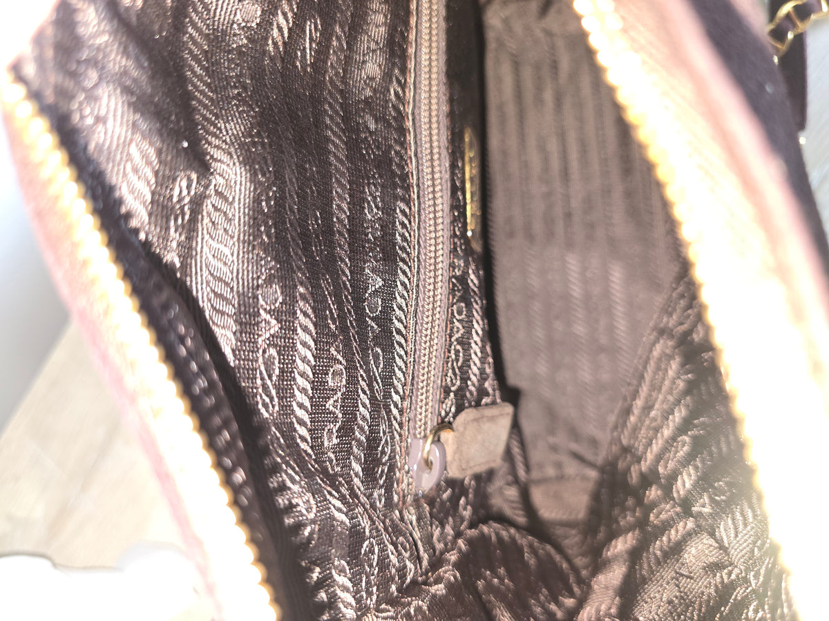 Prada Brown Suede Shoulder Bag – Gold Hardware