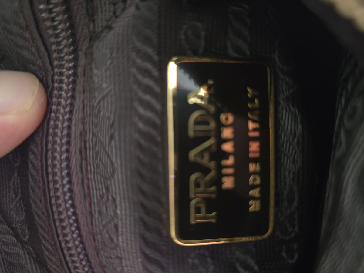 Prada Brown Suede Shoulder Bag – Gold Hardware