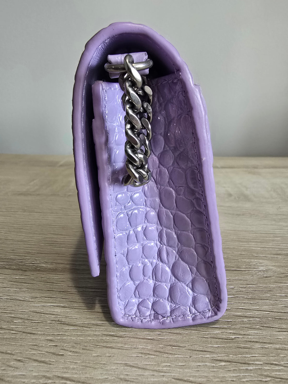 Balenciaga Hourglass XS Top Handle Bag – Purple / Silver Hardware