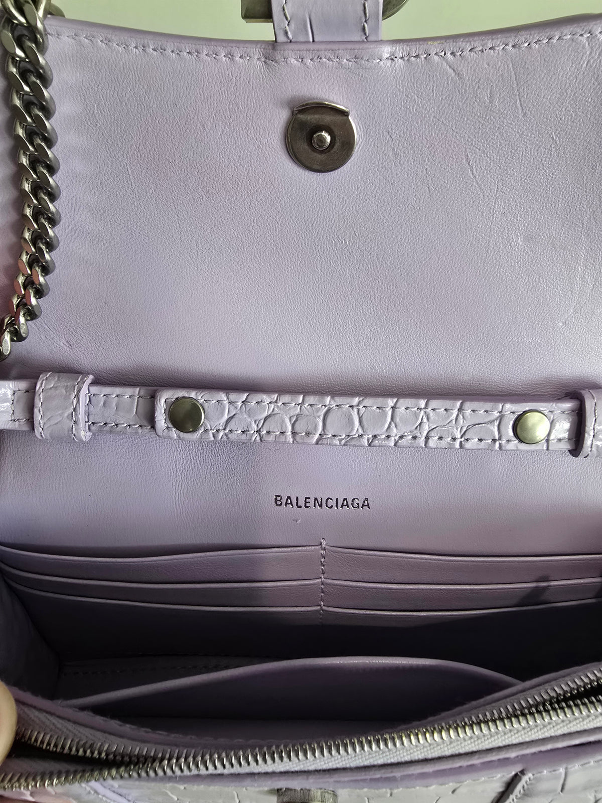 Balenciaga Hourglass XS Top Handle Bag – Purple / Silver Hardware
