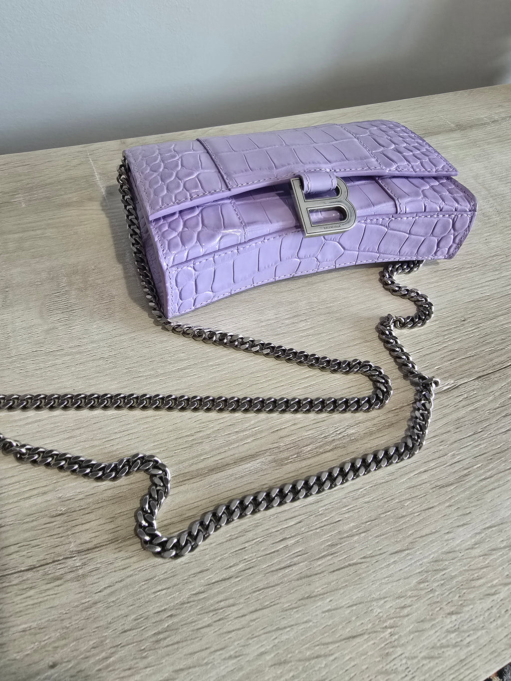 Balenciaga Hourglass XS Top Handle Bag – Purple / Silver Hardware
