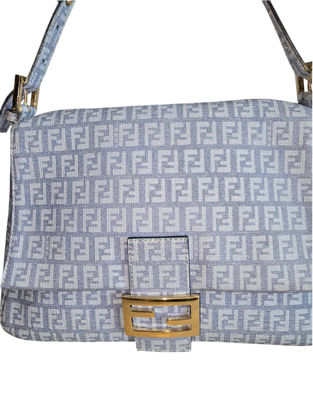 Fendi Baguette Mamma Style – Light Blue Zucchino Spalmati / Gold Hardware