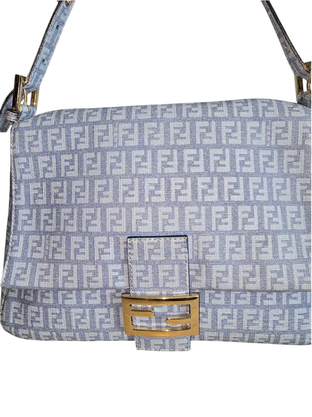 Fendi Baguette Mamma Style – Light Blue Zucchino Spalmati / Gold Hardware